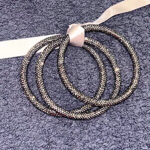 Black stone bracelet stack